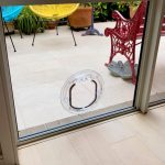 Pet door in glass window